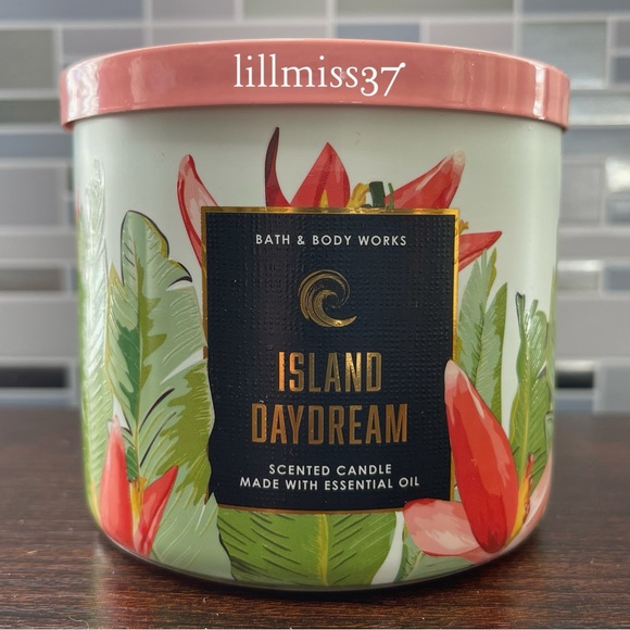 ISLAND DAYDREAM BRAND NEW BATH & BODY WORKS 3 WICK CANDLE GORGEOUS COLORED WAX - Picture 2 of 4